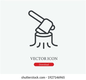 Wood cutting vector icon.  Editable stroke. Linear style sign for use on web design and mobile apps, logo. Symbol illustration. Pixel vector graphics - Vector