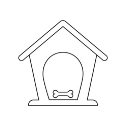 Wood Dog House Line Icon. Outline Wood Dog House