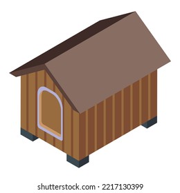 Wood dog kennel icon isometric vector. Doghouse pet. Puppy house