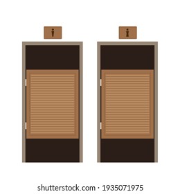 Wood Door toilet public vector. wallpaper. free space for text.