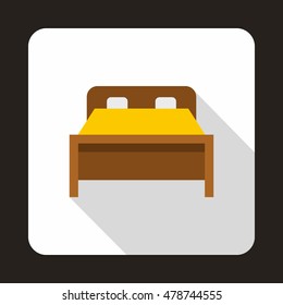 Wood double bed icon in flat style on a white background vector illustration