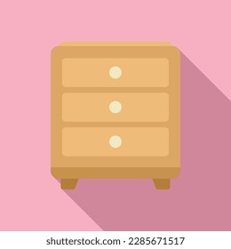 Wood drawer icon flat vector. Room design. Modern house