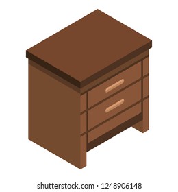 Icono de cajón de madera. Isométrico icono vectorial de cajón de madera para diseño web aislado en fondo blanco