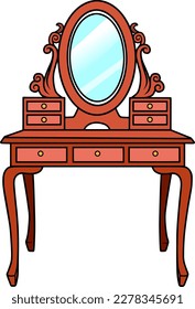 wood dressing table  vector illustration isolated on white background