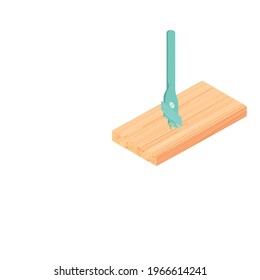 Wood drill icon. Isometric illustration of wood drill vector icon for web