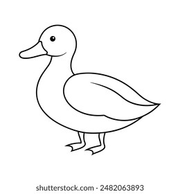 Wood duck vector line art illustration