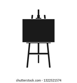 Wood easel icon or painting art board with canvas isolated on white background. Easel with paper sheets. Artwork blank poster mockup. Vector illustration