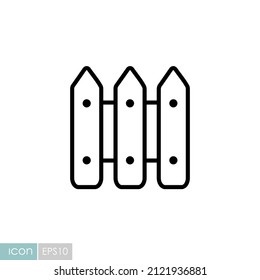 Wood fence garden vector icon. Graph symbol for agriculture, garden and plants web site and apps design, logo, app, UI