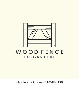 wood fence with linear style logo icon template design. house, farm, barn, vector illustration