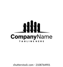 wood fence logo design template