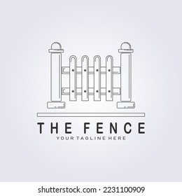 wood fence simple line logo vector illustration design