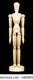 Wood Figure Model Isolated on black background graphic vector