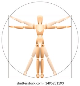Wood Figure Model  in Vitruvian position