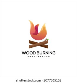 Wood Fire Burn Logo Colorful Gradient Template