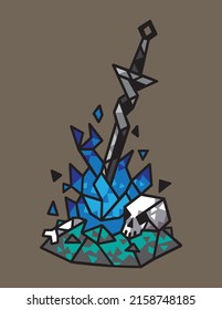 Wood Fire Dark Souls Blue and Black Vector 