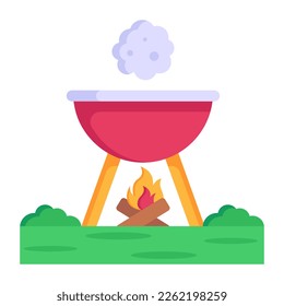 Wood with fire, a flat icon of bonfire 