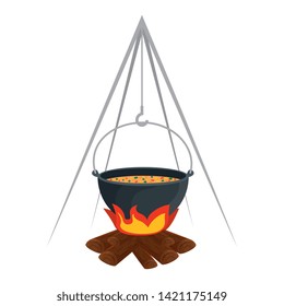 wood fire with pot cooking