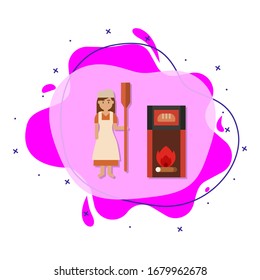 Wood fired oven color liquid bacdge icon. Simple color vector of bakery icons for ui and ux, website or mobile application