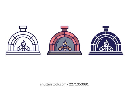 Wood fired Oven outline and solid vector icon