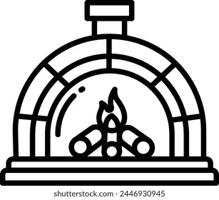 Wood fired Oven outline vector illustration