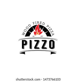 wood fired pizza with fire image