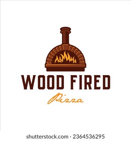 Wood fired pizza logo with chimney