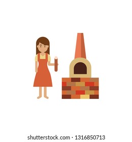 Wood fired tunnel oven color icon. Element of color bakery illustration. Premium quality graphic design icon. Signs and symbols collection icon for websites, web design, mobile app