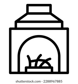 Wood fireplace icon outline vector. Furnace burning. Stove air