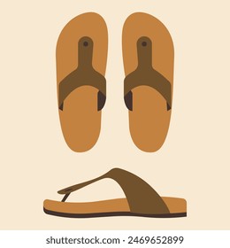 Wood flip flops top and side view