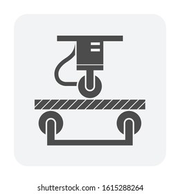 Wood floor bending strength  testing vector icon design for wood testing industrial graphic design element.
