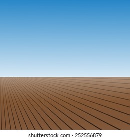  wood floor and blue sky, vector background