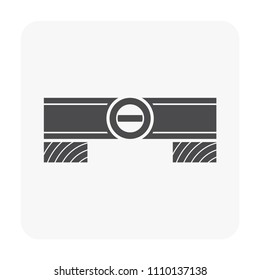Wood floor construction and tool icon on white.