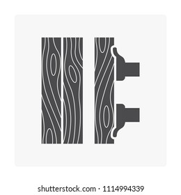 Wood floor construction and tool icon on white.