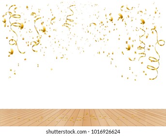 Wood Floor And Gold Confetti 