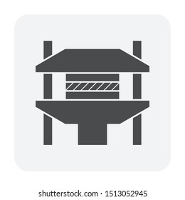 Wood floor material compression failure parallel to the grain lab testing vector icon design for wood testing industrial graphic design element.