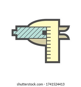 Wood floor material dimension check for testing work vector icon design.