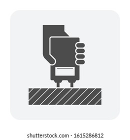 Wood floor material moisture testing vector icon design for wood testing industrial graphic design element.