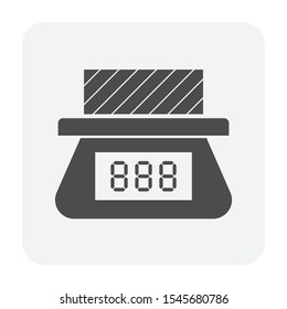 Wood floor material scale weighing vector icon design for wood testing industrial graphic design element.
