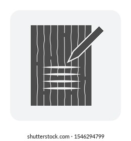 Wood floor material scratch testing vector icon design for wood testing industrial graphic design element.