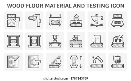 Wood floor material and wood floor testing vector icon set design. 