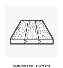 Wood floor and material vector icon design in perspective view. Include wood grain texture. That decoration material used to paving, laying, or construction at interior and exterior of home building.