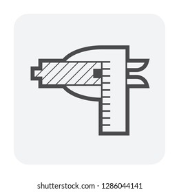 Wood floor production industry and wood testing icon design, black and outline.