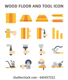 Wood floor and tool vector icon with carpenter, carpentry, wooden panel, board, joint, pattern grain or texture in top, perspective and profile view. That hardwood, laminate, parquet, timber or plank.