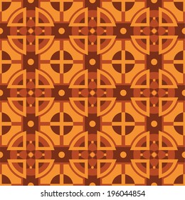 wood flooring with a circular ornament