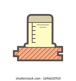 Wood flooring material and testing vector icon design.