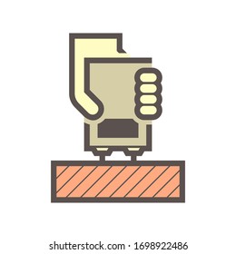 Wood flooring material and testing vector icon design.