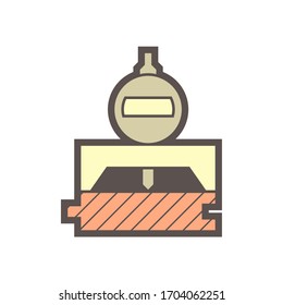 Wood flooring material and testing vector icon design.