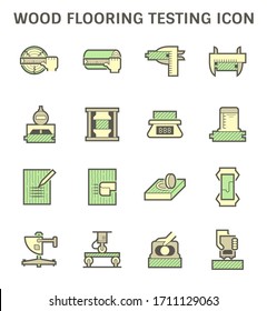 Wood flooring material and wood testing vector icon set design.