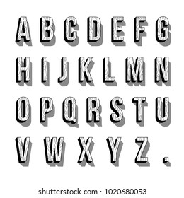 Wood font. 3d font with shadow. Vector illustration.