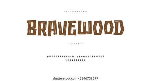 Wood Font Nature Jungle Alphabet Typeface
